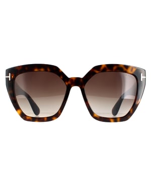 Tom Ford Cat Eye Dames Dark Havana Gradiënt Roviex Brown FT0939 Phoebe zonnebril