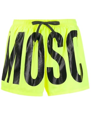 Moschino merkprintlogo markeerstift gele korte zwemshort