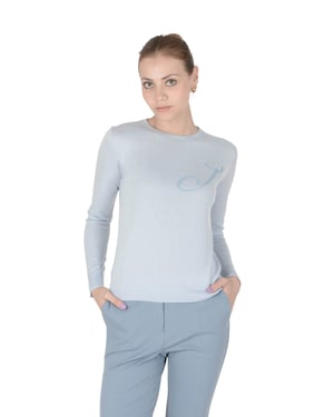 Crown Of Edinburgh Cashmere Long Sleeve Art 004 Light Blue Letter J
