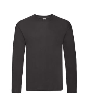 Fruit of the Loom Heren Origineel Effen T-shirt met lange mouwen (Zwart)