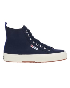 Superga Unisex 2750 Cotton Mid Cut High Tops voor volwassenen (Marine/Spectrumblauw/Avorio)