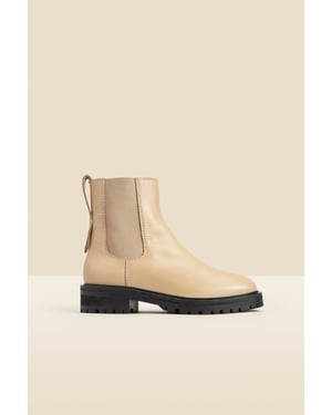 Ecru Chunky Sole Leather Chelsea Boot