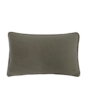 furn. Cosmo Rectangular Velvet Pom-Pom Trimmed Feather Filled Cushion
