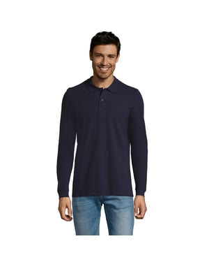 SOLS Heren Perfect Effen Piqué Poloshirt met Lange Mouwen (Franse marine)