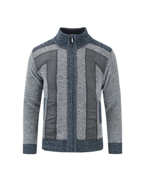 Cardigan med dragkedja och ståkrage för herrar Cardigan Chunky Stickad Fodrad Jumper för Vinter Ljusgrå