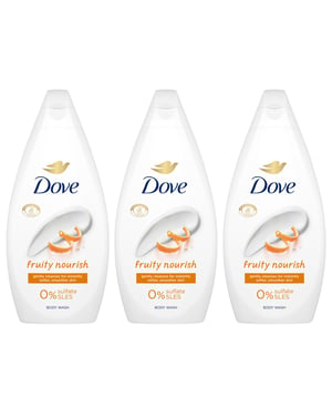 Dove Fruity Nourish Body Wash 0% Sulfate SLES for Soft & Smoother Skin 450ml,3pk