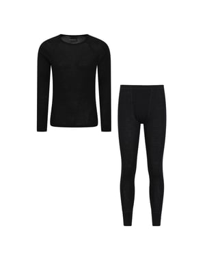 Mountain Warehouse Mens Merino Wool Thermal Base Layers Set (Svart)