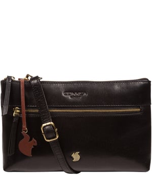 'Minnow' Black Leather Cross Body Clutch Bag