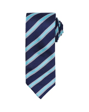 Premier Mens Stripe Waffle Tie (Navy/Turquoise)