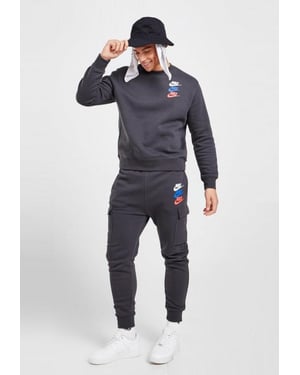 Nike Mens Standard Issue Crew Tracksuit in Dark Smoke Grey