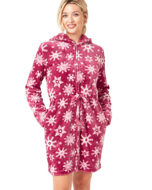 Snowflake Fleece Hooded Robe