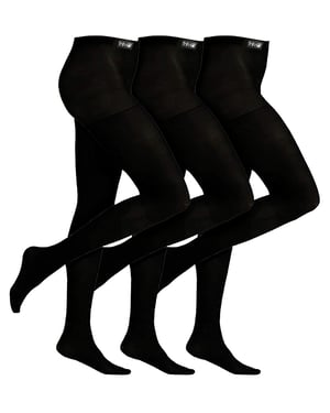 3 Pair Multipack Girls Thermal Tights for Winter | THMO | Black Warm Tights Ideal for School - Black