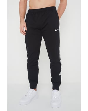 Nike Heren Herhaal Taping Logo Fleece Cuffed Joggers in Zwart