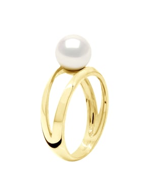 Ring - Geel Goud 375 - Echte Gecultiveerde Zoetwater Parel Rond 8-9 mm