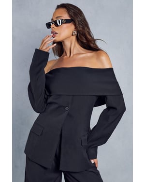 Tailored Bardot Fitted Blazer Top