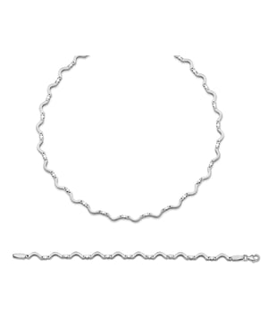 Orphelia Dames 925 Sterling Zilveren Set: Ketting + Armband - Zilver SET-038