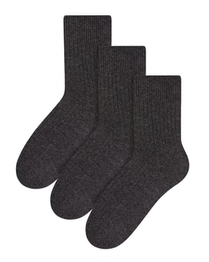 3 Pairs Mens Wool Dress Socks | Steven | Winter Lightweight Warm Boot Socks - Charcoal