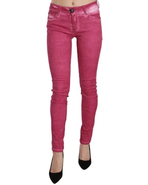 Dolce & Gabbana Dames Roze Fluwelen Mid Waist Skinny Jeans