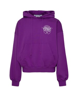 Off-White Hand Arrow Design Boxy Fit Purple Oversized Hoodie
