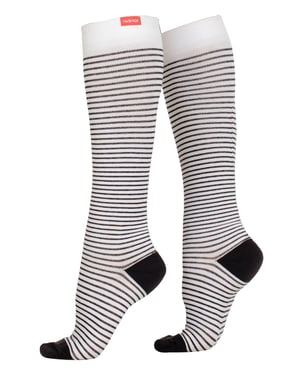 VIM&VIGR - Cotton Graduated Compression Socks 30-40 mmhg for Men & Women - Cream & Black