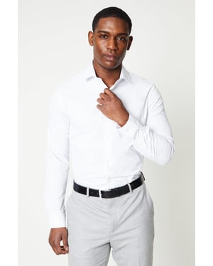 White Tailored Fit Long Sleeve Easy Iron Shirt