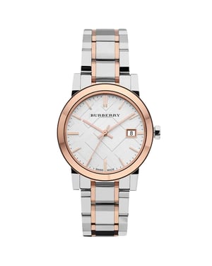 Burberry BU9105 The City Unisex Horloge Zilver/Roségoud