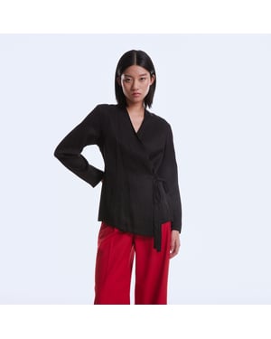 Satijnen wrap-over blouse