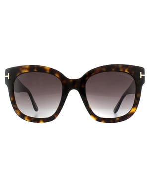 Tom Ford Square Dames Dark Havana Bordeaux gradiënt zonnebril