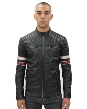 Mens Quilted Leather Racing Jacket-Madrid