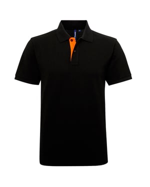 Asquith & Fox Mens Classic Fit Contrast Polo Shirt (Black/ Orange)