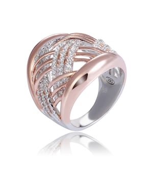Orphelia Dames 925 Sterling Zilveren Ring - Zilver/Roze ZR-7447