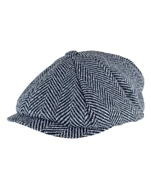 Fiskbensmönstrad fleece fodrad vintermössa i ull Newsboy keps för herrar
