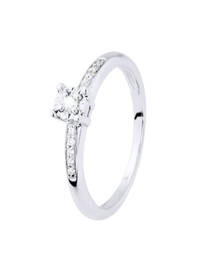 Diamant solitär med stöd 0,070 Cts Illusion 1 Ct vitguld infattad med fyra klor