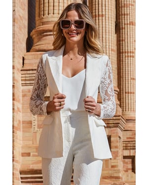 Ivory Premium Lace Detail Blazer