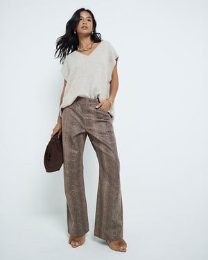 River Island Womens Straight Jeans Petite Snakeskin Relaxed