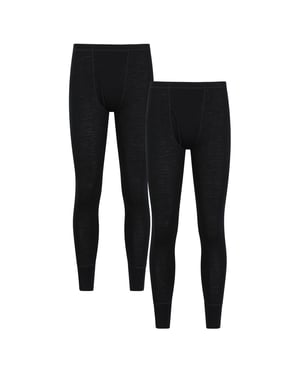 Mountain Warehouse Heren Merino Wol Base Layer Onderbroek (Set van 2) (Zwart)