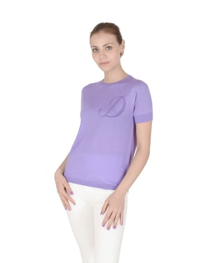 Crown Of Edinburgh Cashmere Short Sleeve Art 003 Lilac Letter D