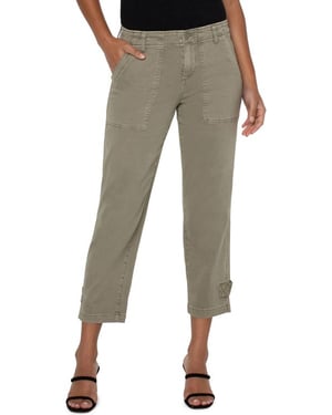 Utility Crop Cargo Cinched Leg Pewter Green jeans