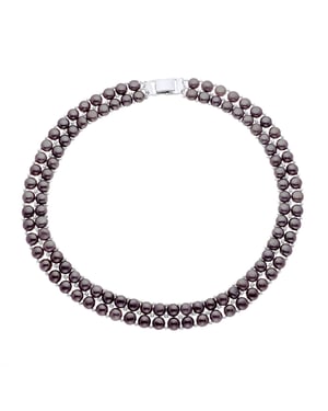 Kralen ketting 2 rijen Freshwater 34mm Black