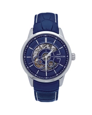 Heritor automatisch Davies semi-skelet lederen band horloge