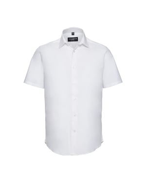Russell Collection Mens Fitted Short-Sleeved Shirt (White)
