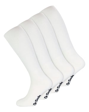 Mens Knee High Diabetic Socks | Dr.Socks | Extra Wide Loose Long Bamboo Socks for Swollen Legs - White