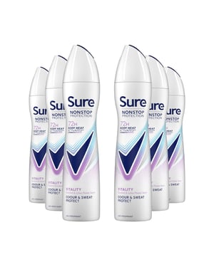 Sure Women Vitality Deodorant Spray with 72H Nonstop Protection 250ml, 6 Pack