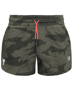 Under Armour Project Rock Womens Green Fleece Printed Shorts