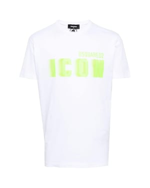 Dsquared2 Cool Fit Groen Blur Icon Logo Wit T-shirt