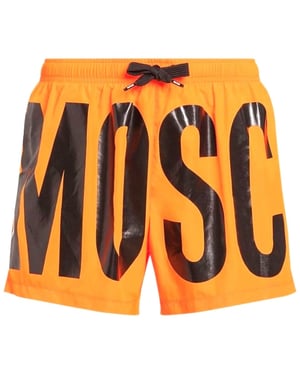Moschino merkprint logo fel oranje korte zwemshort