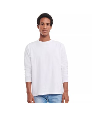 Russell Unisex Klassiek Effen T-shirt met lange mouwen voor volwassenen (Wit)