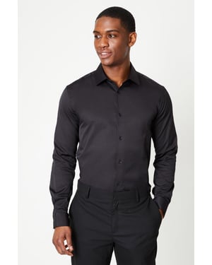 Black Slim Fit Long Sleeve Easy Iron Shirt