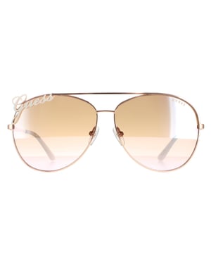 Guess zonnebril gu7739 28G glanzende rosé goudbruine spiegel