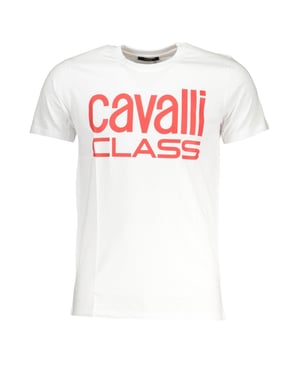 Cavalli Class Djärv Röd Logotyp Vit T-Shirt